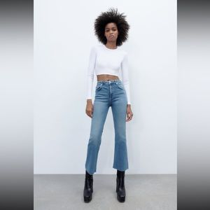 Zara cropped flare jeans